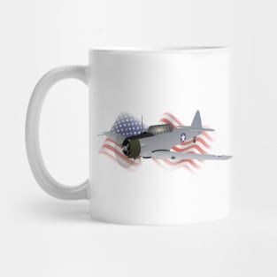 T-6 Texan Trainer Aircraft with American Flag Mug